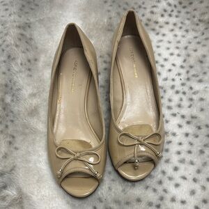 Adrienne Vittadini Beige Peep Toe Flats
